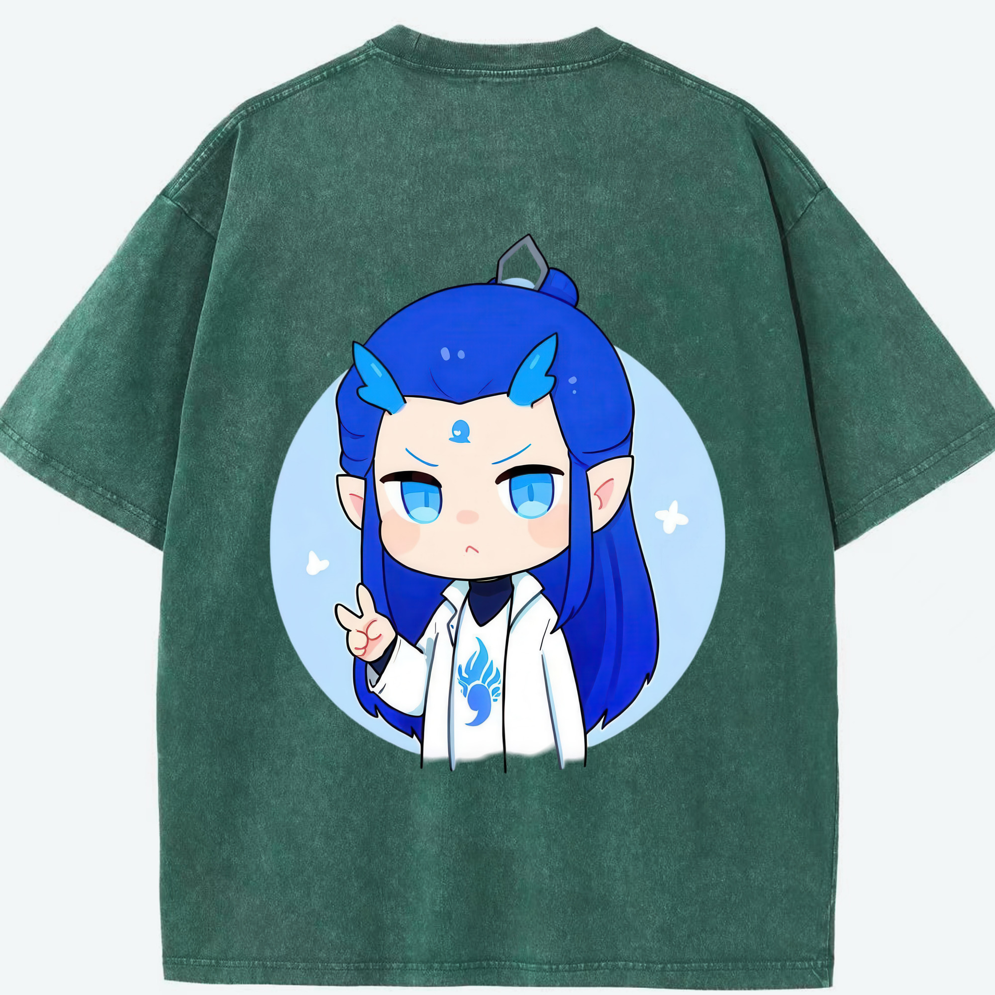 （画像用） Ne Zha 2 ナタ 魔童の大暴れ 綿100% ヴィンテージ風 半袖Tシャツ（背面プリント）